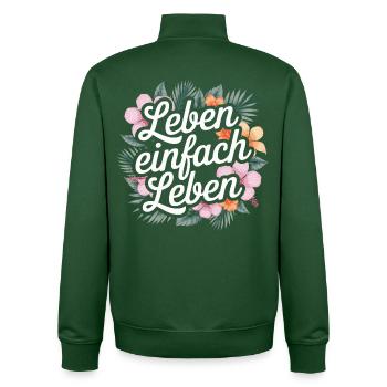 Leben einfach leben - positive Sprüche - Unisex Organic Zip Sweatshirt von Stanley/Stella - Flaschengrün - Hinten - AI Model Male 185 dark (185cm)
