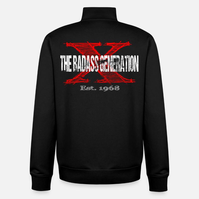 Génération X 1968 Rétro - Sweat zippé unisexe en coton bio Stanley/Stella - noir
