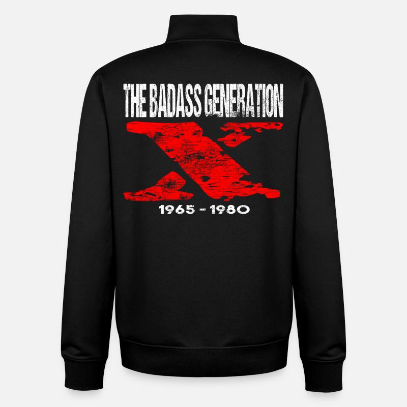 Génération X 1965 1980 Rétro - Sweat zippé unisexe en coton bio Stanley/Stella - noir