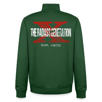 Generation X 1975  Retro - Unisex Organic Zip Sweatshirt von Stanley/Stella - Flaschengrün - Hinten - AI Model Male 185 dark (185cm)