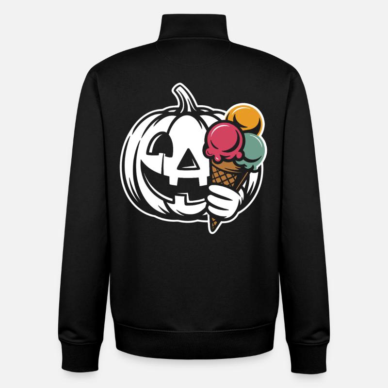 Kürbis Lächeln Eiscreme - Unisex Organic Zip Sweatshirt by Stanley/Stella - black