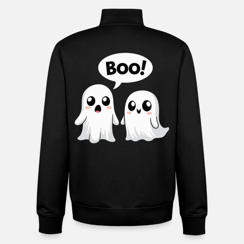 Halloween Mignon Boo Fantômes - Sweat zippé unisexe en coton bio Stanley/Stella - noir