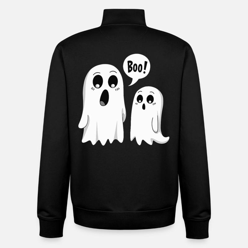 Halloween Cute Boo Ghosts - Unisex Organic Zip Sweatshirt by Stanley/Stella - black