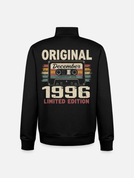 December 1996 Birthday Gift - Unisex Organic Zip Sweatshirt by Stanley/Stella - black