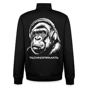 Techno Primate Kopfhörer Ape Art #3 Weiß - Unisex Organic Zip Sweatshirt von Stanley/Stella - Schwarz - Hinten - AI Model Male 185 light (185cm)