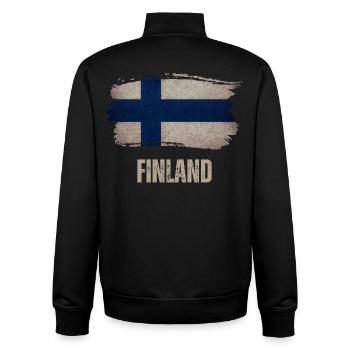 Vintage Finland, Finland flag - Unisex Organic Zip Sweatshirt by Stanley/Stella - black - Back - AI Model Male 185 light (185cm)
