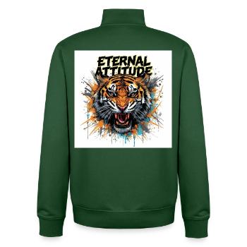 Eternal Tiger Pose - Unisex Organic Zip Sweatshirt by Stanley/Stella - bottle green - Back - AI Model Male 185 dark (185cm)