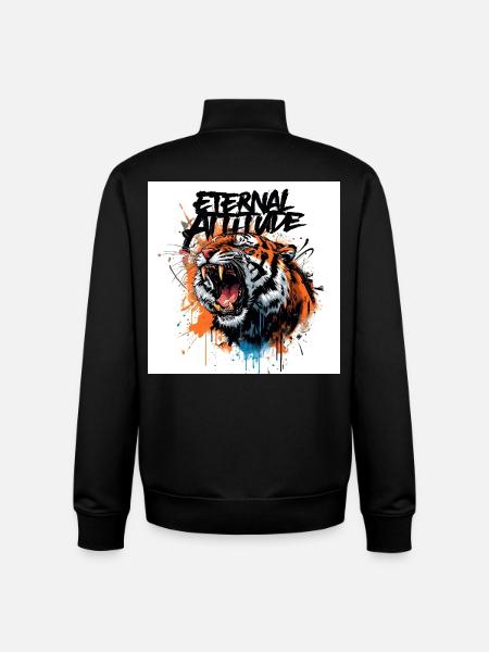 Pose du tigre éternel - Sweat zippé unisexe en coton bio Stanley/Stella - noir