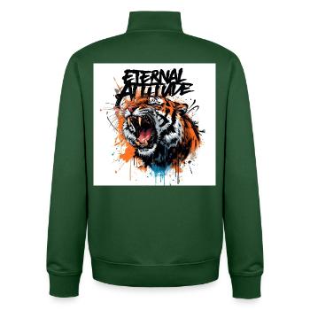 Pose du tigre éternel - Sweat zippé unisexe en coton bio Stanley/Stella - vert bouteille - Dos - AI Model Male 185 dark (185cm)