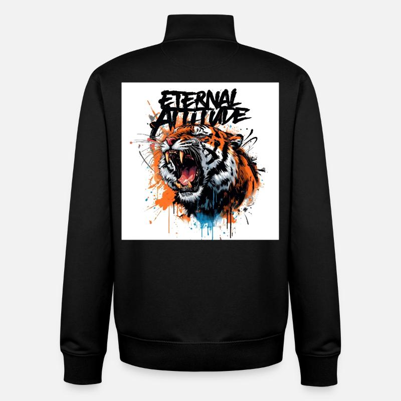 Eternal Tiger Pose - Unisex Organic Zip Sweatshirt by Stanley/Stella - black