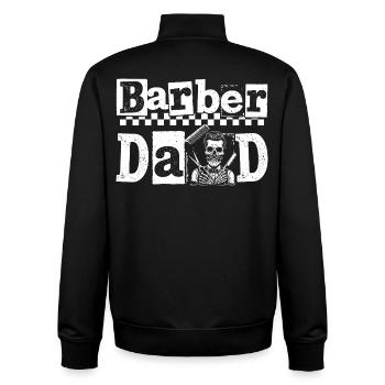 Vintage Barber Papa Barbier Coiffeur - Sweat zippé unisexe en coton bio Stanley/Stella - noir - Dos - AI Model Male 185 light (185cm)