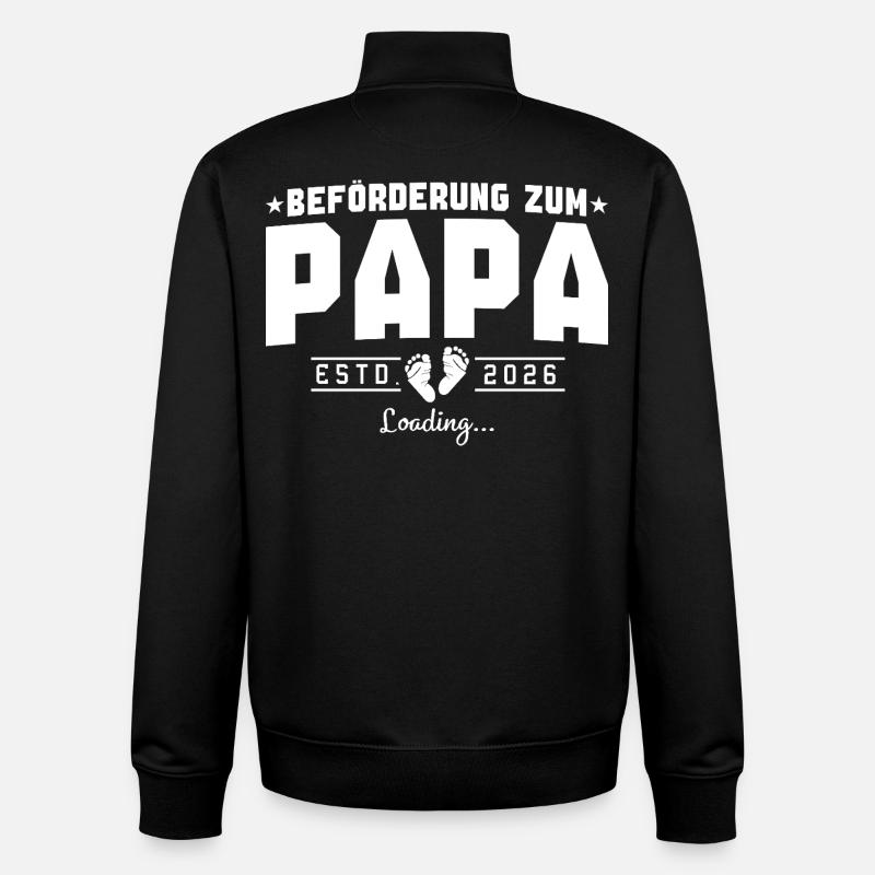 Papa 2026 loading Werdender Vater - Unisex Organic Zip Sweatshirt von Stanley/Stella - Schwarz