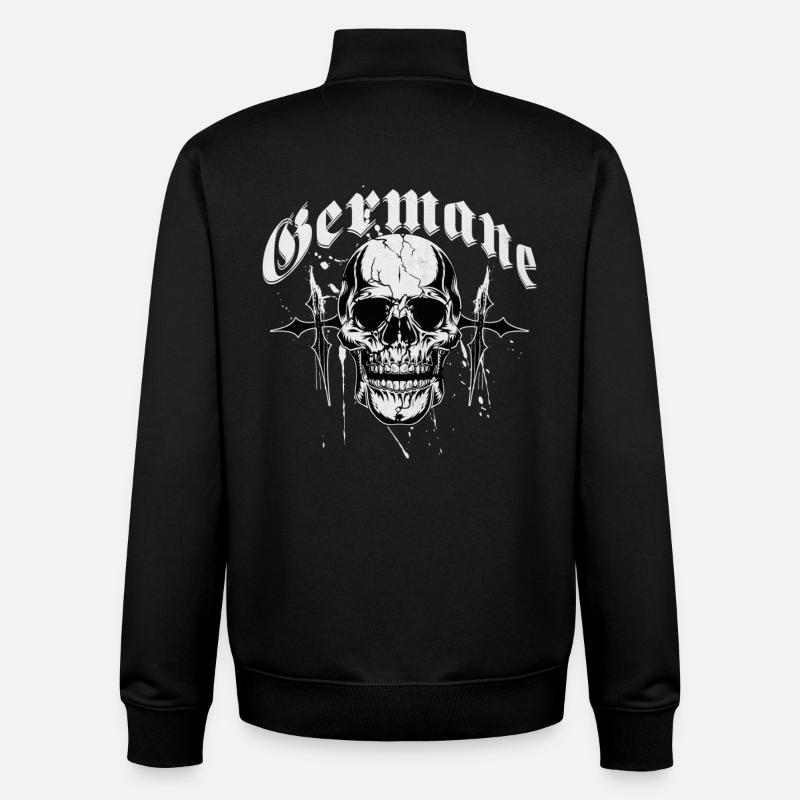 Gothischer Schädel Kreuzdruck Germane - Unisex Organic Zip Sweatshirt von Stanley/Stella - Schwarz