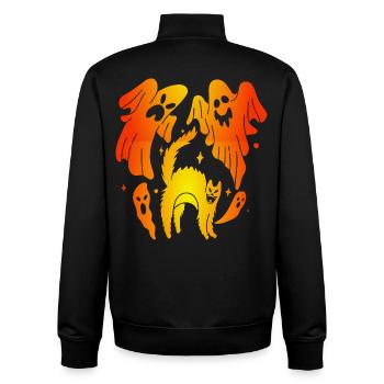 lustiges Halloween Kostüm Katze Geist Gespenst Top - Unisex Organic Zip Sweatshirt von Stanley/Stella - Schwarz - Hinten - AI Model Male 185 light (185cm)
