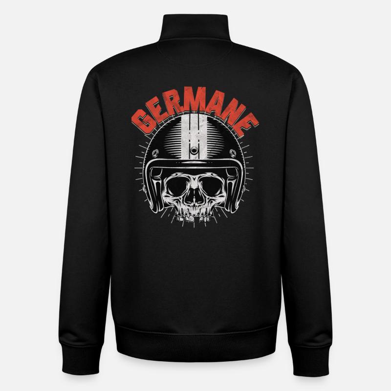 German Skull Motorcycle Helmet Germane - Unisex Organic Zip Sweatshirt by Stanley/Stella - black