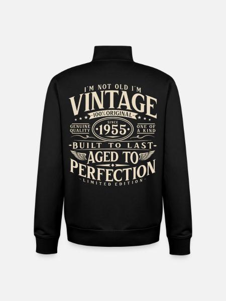 1955_Jahrgang_Vintage_Geburtstag_Geschenk - Unisex vetoketjullinen collegepaita luomupuuvillasta Stanley/Stellalta - musta