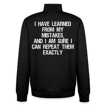 Ich habe aus meinen Fehlern gelernt und bin mir sicher - Unisex Organic Zip Sweatshirt von Stanley/Stella - Schwarz - Hinten - AI Model Male 185 light (185cm)