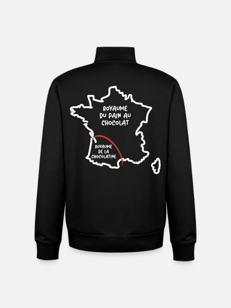 Pain au chocolat ou chocolatine drôle carte France - Sweat zippé unisexe en coton bio Stanley/Stella - noir