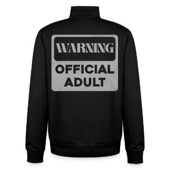 Avertissement Imprimer Officiel Adulte - Sweat zippé unisexe en coton bio Stanley/Stella - noir - Dos - AI Model Male 185 light (185cm)