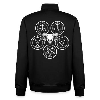 White Demon Skull and Esoteric Symbols - Unisex Organic Zip Sweatshirt by Stanley/Stella - black - Back - AI Model Male 185 light (185cm)