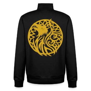 Loup viking doré et talisman de chance - Sweat zippé unisexe en coton bio Stanley/Stella - noir - Dos - AI Model Male 185 light (185cm)