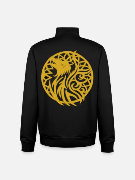 Goldener Wikingerwolf und Glücksbringer - Unisex Organic Zip Sweatshirt von Stanley/Stella - Schwarz