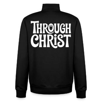 Trough Christ Jesus Christen Glaube - Unisex Organic Zip Sweatshirt von Stanley/Stella - Schwarz - Hinten - AI Model Male 185 light (185cm)