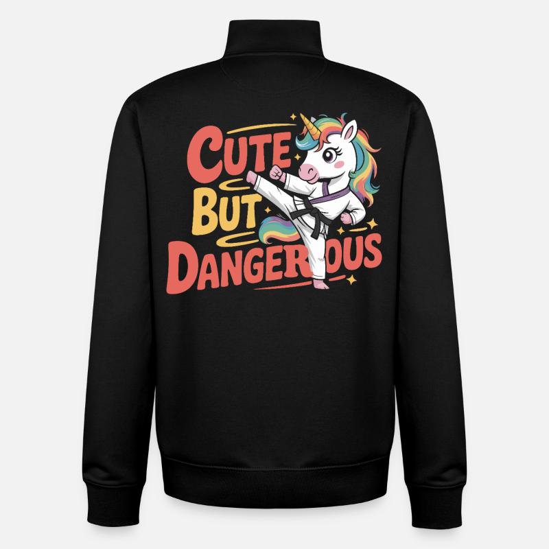 Niedlich doch gefährlich Einhorn Karate - Unisex Organic Zip Sweatshirt von Stanley/Stella - Schwarz