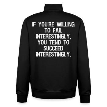 Wenn du bereit bist, zu scheitern, neigst du interessanterweise dazu, - Unisex Organic Zip Sweatshirt von Stanley/Stella - Schwarz - Hinten - AI Model Male 185 light (185cm)