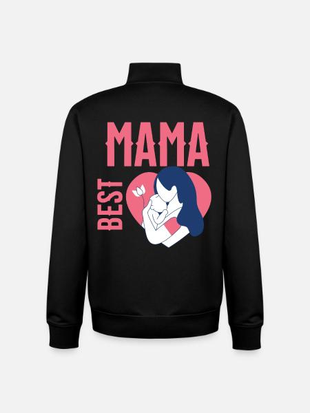 Mama Best Heart Love - Unisex Organic Zip Sweatshirt by Stanley/Stella - black
