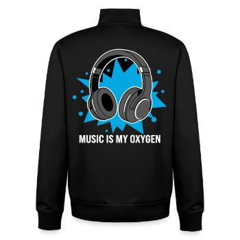 Musik ist mein Sauerstoff – Kopfhörer-Vibes - Unisex Organic Zip Sweatshirt von Stanley/Stella - Schwarz - Hinten - AI Model Male 185 light (185cm)