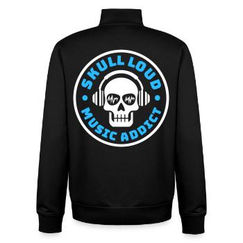 Crâne Skull Loud – Musiksüchtiger - Unisex Organic Zip Sweatshirt von Stanley/Stella - Schwarz - Hinten - AI Model Male 185 light (185cm)