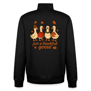 Just A Thankful Goose Pumpkin Fall  - Unisex Organic Zip Sweatshirt von Stanley/Stella - Schwarz - Hinten - AI Model Male 185 light (185cm)