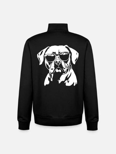 Boxer Dog Sunglasses - Unisex Organic Zip Sweatshirt by Stanley/Stella - black