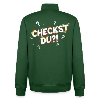 Vérifiez-vous ?! - Mot de jeunesse amusant / langage de jeunesse - Sweat zippé unisexe en coton bio Stanley/Stella - vert bouteille - Dos - AI Model Male 185 dark (185cm)