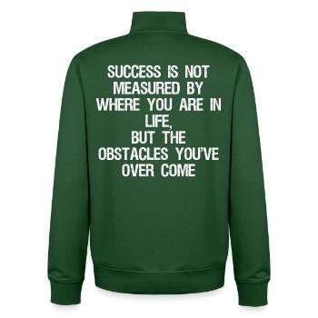 success is not measured by where you are in life - Unisex Organic Zip Sweatshirt by Stanley/Stella - bottle green - Back - AI Model Male 185 dark (185cm)