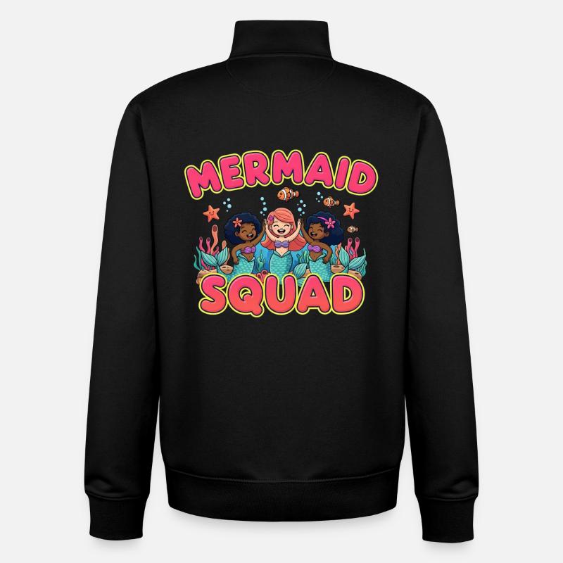 Mermaid Squad Sirène Océan Cadeau - Sweat zippé unisexe en coton bio Stanley/Stella - noir