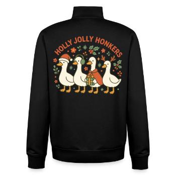 Weihnachtsgans Holly Jolly Honkers Fun Design - Unisex Organic Zip Sweatshirt von Stanley/Stella - Schwarz - Hinten - AI Model Male 185 light (185cm)