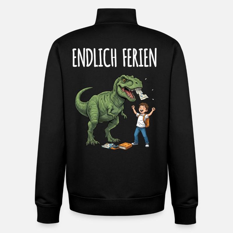 Endlich Ferien Dino Spaß - Unisex Organic Zip Sweatshirt von Stanley/Stella - Schwarz