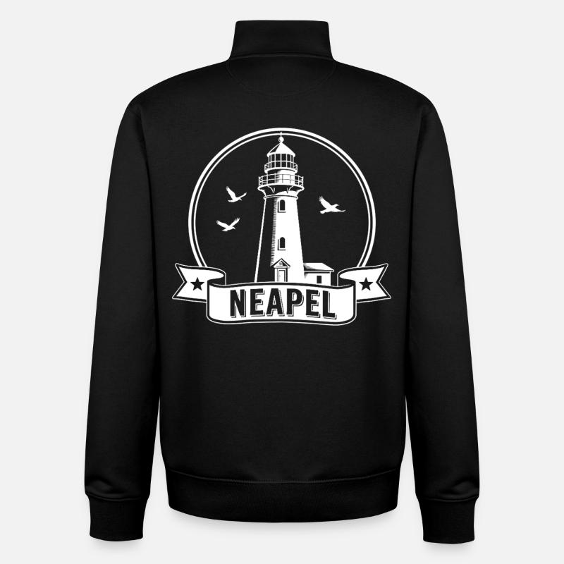 Naples Lighthouse Italy Landmark - Unisex Organic Zip Sweatshirt by Stanley/Stella - black