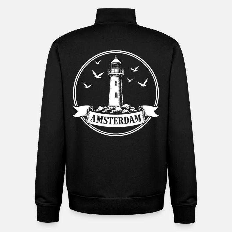 Amsterdam Maritimes Lighthouse - Unisex Organic Zip Sweatshirt by Stanley/Stella - black
