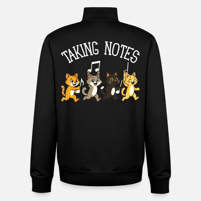 Chat Notes Musicales Humour Musique - Sweat zippé unisexe en coton bio Stanley/Stella - noir
