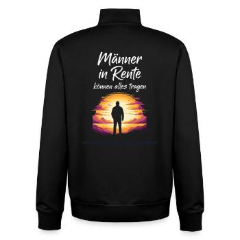 Rentner Spruch Männer in Rente können alles tragen - Unisex Organic Zip Sweatshirt von Stanley/Stella - Schwarz - Hinten - AI Model Male 185 light (185cm)