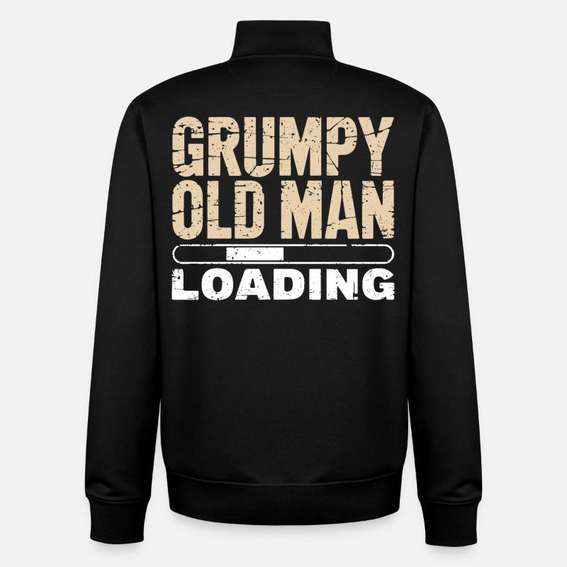 Grumpy Old Man Loading - Sweat zippé unisexe en coton bio Stanley/Stella - noir