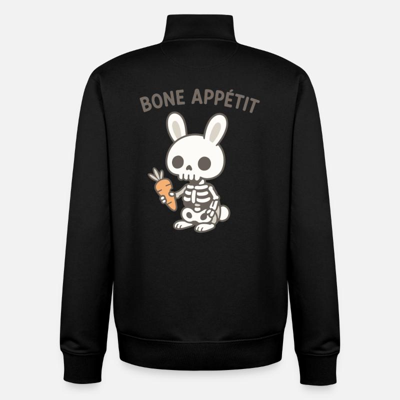 Bone Appetit Skeleton Bunny - Sweat zippé unisexe en coton bio Stanley/Stella - noir