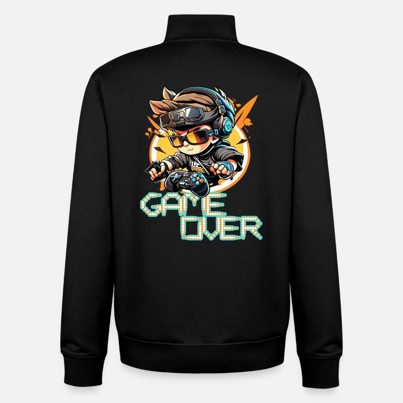 Gamer sur Retro Neon Arcade - Sweat zippé unisexe en coton bio Stanley/Stella - noir