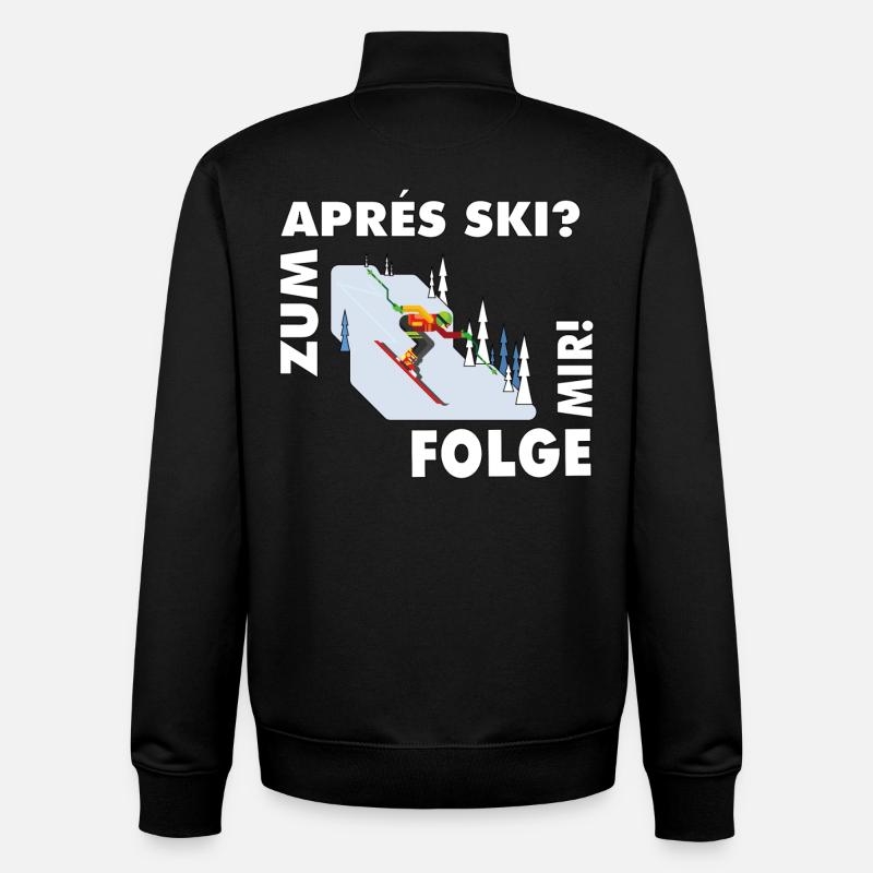 Pour l’après-ski ? Suivez-moi! – Hüttengaudi Spruch - Sweat zippé unisexe en coton bio Stanley/Stella - noir