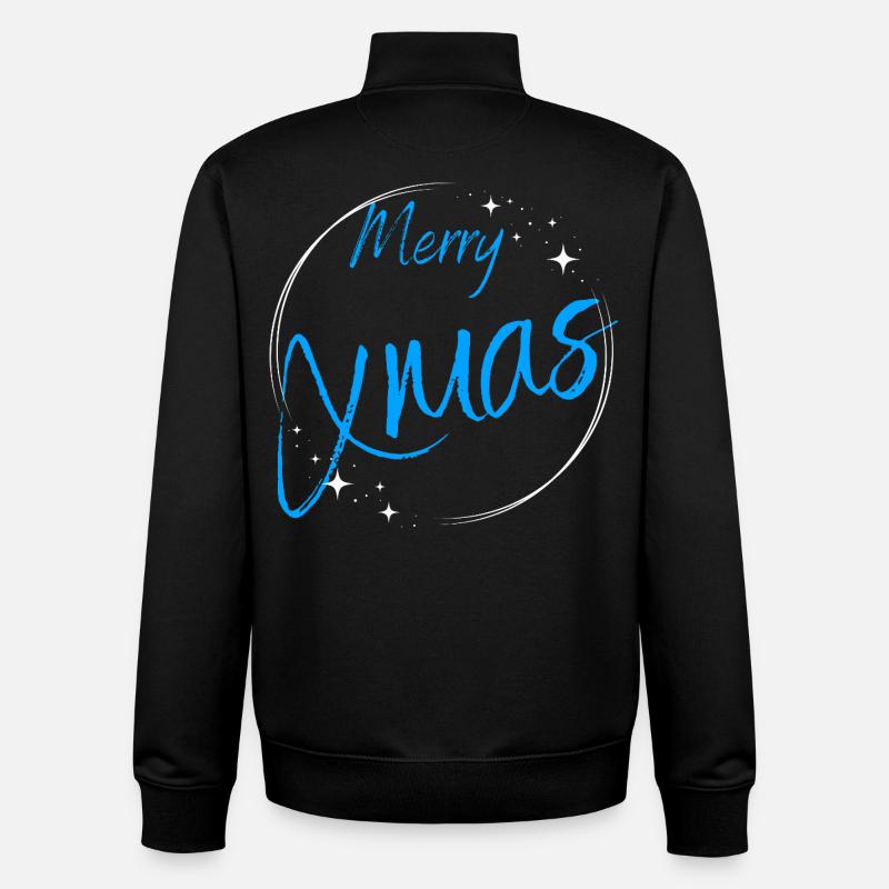 Merry Xmas Script Circle - Unisex Organic Zip Sweatshirt by Stanley/Stella - black