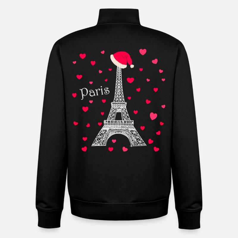 Paris Amour Étincelle Tour Eiffel Noël - Sweat zippé unisexe en coton bio Stanley/Stella - noir
