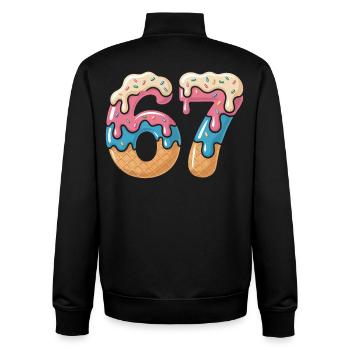 Donut 69 Frosting NeonPrint - Unisex Organic Zip Sweatshirt by Stanley/Stella - black - Back - AI Model Male 185 light (185cm)